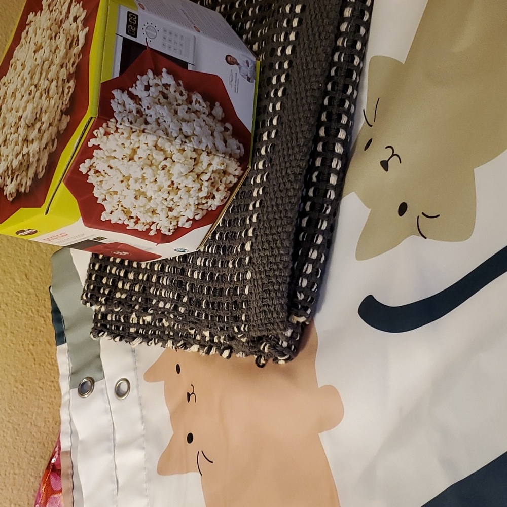 Shower curtain, runner & popcorn maker